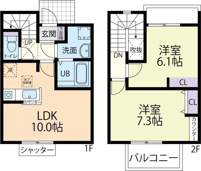 トスー若松 A(2LDK/1階)の間取り写真