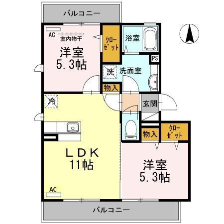 ガーデンハイツ(2LDK/1階)の間取り写真