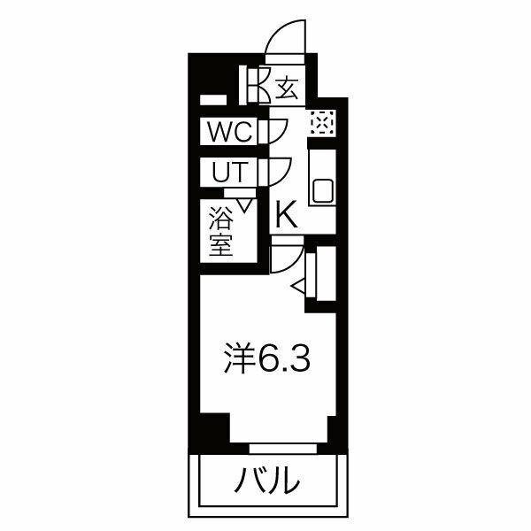 メイクス上前津III(1K/7階)の間取り写真
