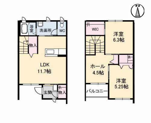 SHAMAISON水呑(2LDK/1階)の間取り写真