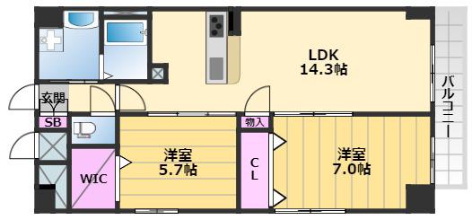 アイオライト(2LDK/4階)の間取り写真
