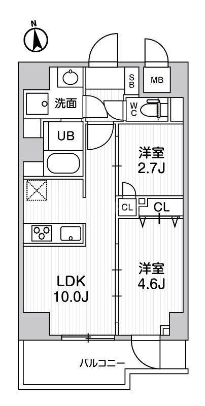 S-RESIDENCE千住大橋BROAD(2LDK/6階)の間取り写真