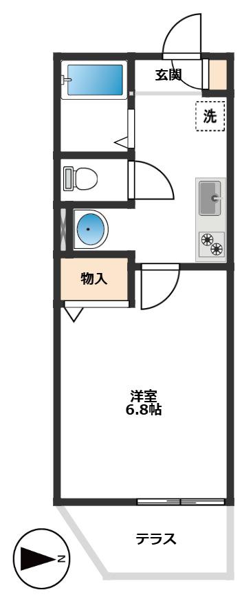 クレッセンド千川(1K/1階)の間取り写真