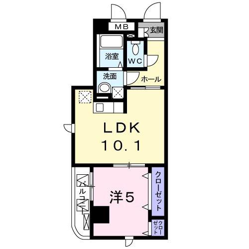 ジャン ボヌール(1LDK/2階)の間取り写真