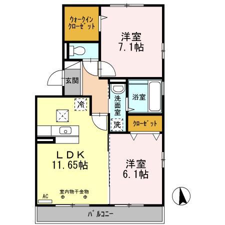 アビタシオン A(2LDK/2階)の間取り写真