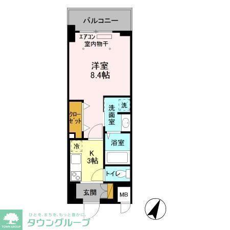1/6TH ワンシックス(1K/3階)の間取り写真