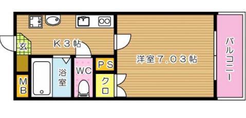 セレッソコート曙通(1K/3階)の間取り写真