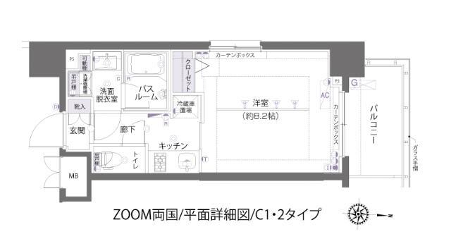 ZOOM両国(1K/6階)の間取り写真