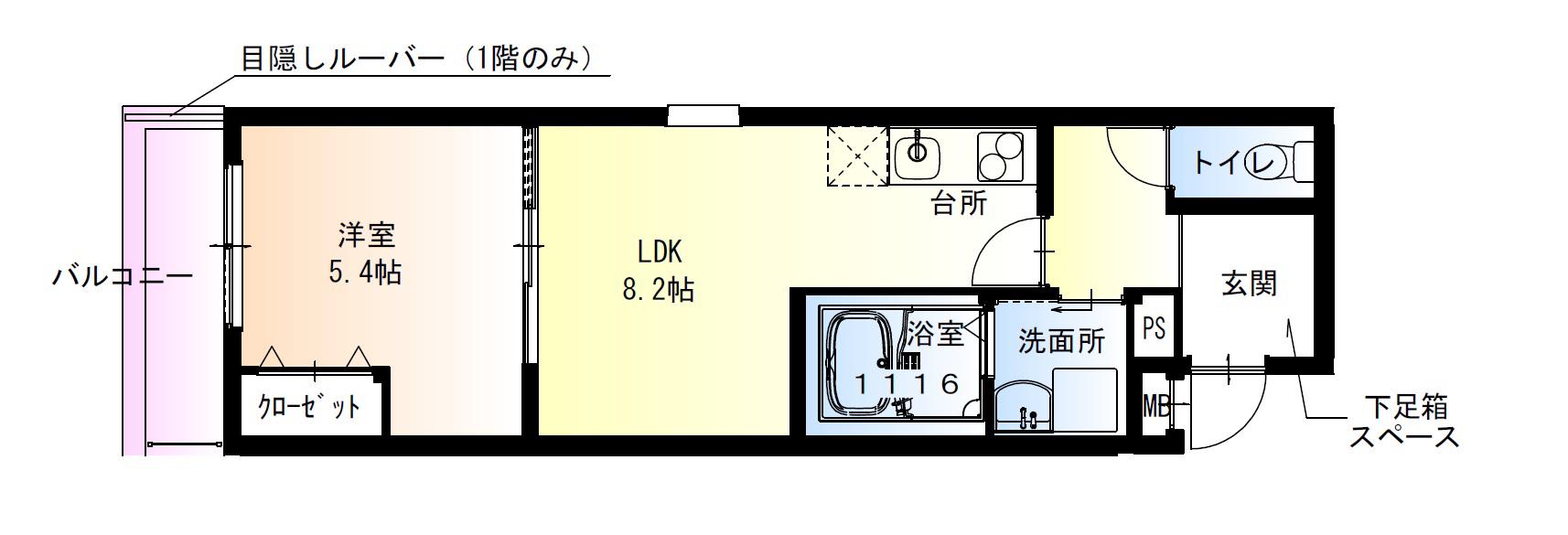 フジパレス和泉大宮駅南1番館(1LDK/1階)の間取り写真