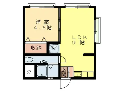 国吉マンション(1LDK/1階)の間取り写真