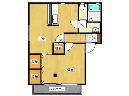 メゾンドクレールB棟(1LDK/2階)の間取り写真
