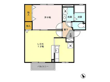セジュールソフィアC(1LDK/2階)の間取り写真