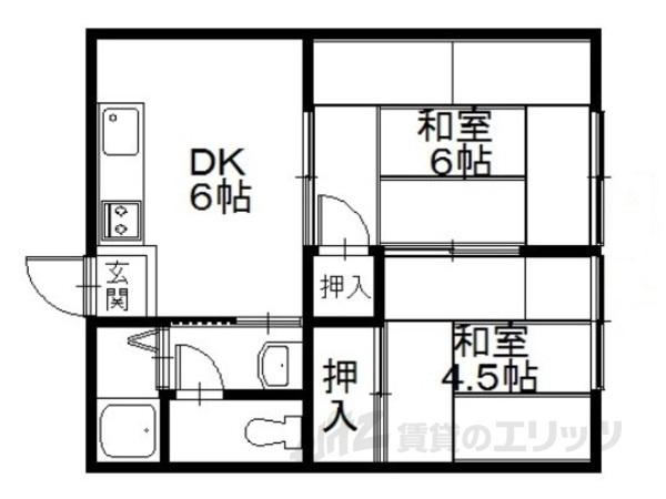 かたやまハイツ(2DK/1階)の間取り写真