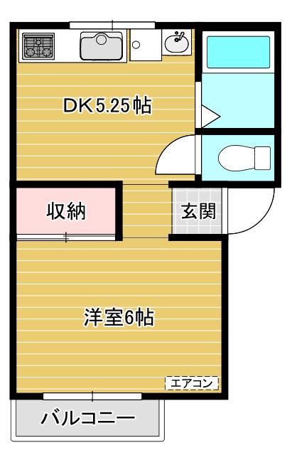 振興ハイツ(1DK/1階)の間取り写真