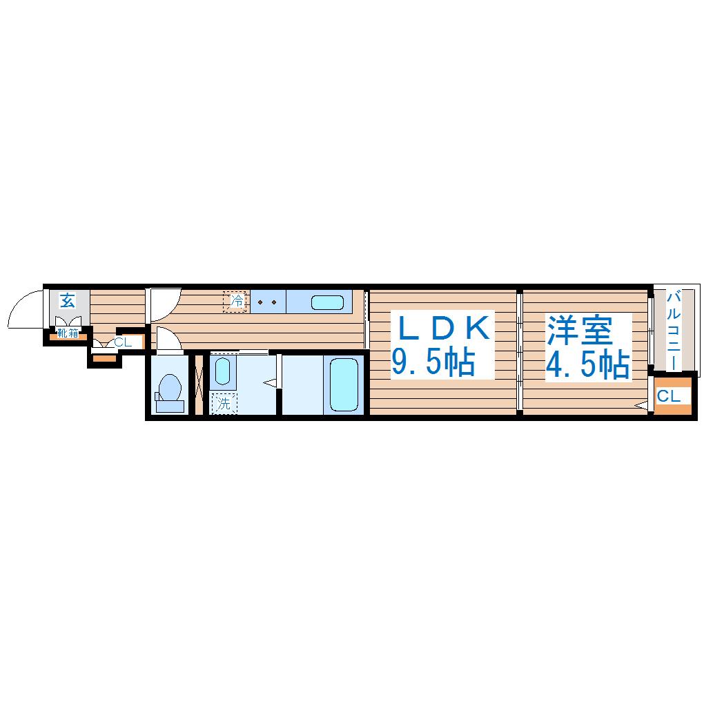 フェリーズ南仙台(1LDK/2階)の間取り写真