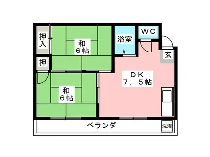 コーポ坂本(2DK/3階)の間取り写真