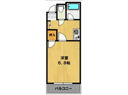 ハイツ福岡(1K/2階)の間取り写真