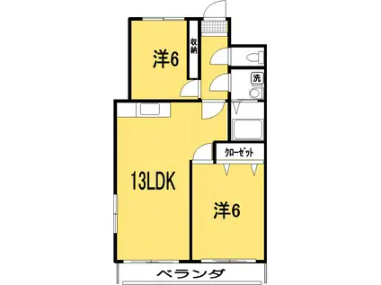 ポラリス高須新町II(2LDK/2階)の間取り写真