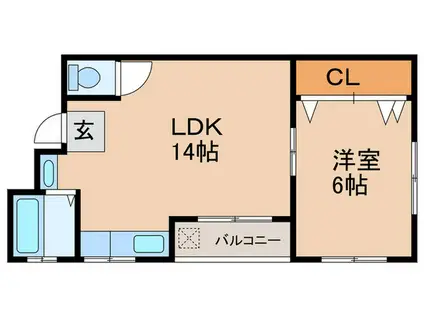 飯塚ハイツ(1LDK/3階)の間取り写真