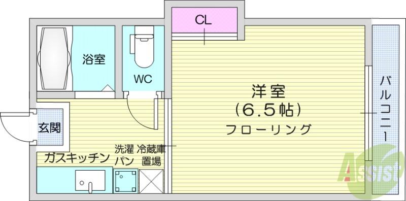 アーバンハイツ桜ヶ丘(1K/2階)の間取り写真
