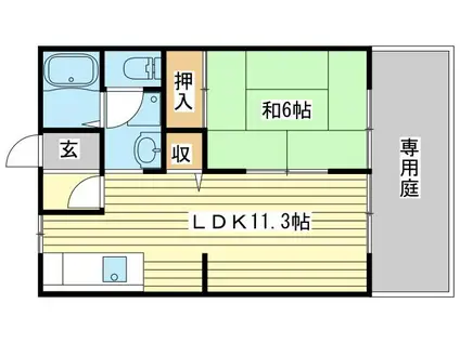 パルボナール(1LDK/1階)の間取り写真