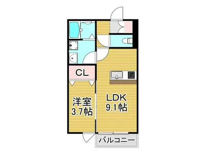 CS津福(1LDK/1階)の間取り写真