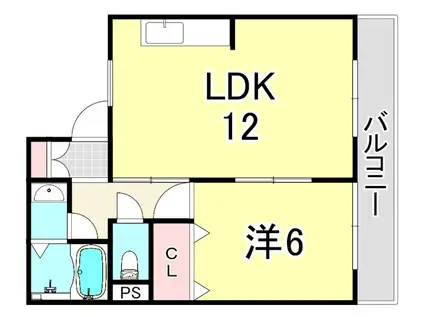 ミスターK北武庫之荘(1LDK/2階)の間取り写真
