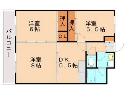 センタービル飯塚(3DK/3階)の間取り写真