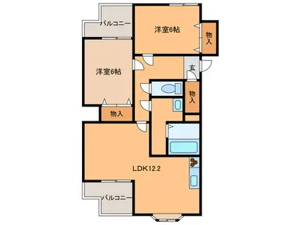 NC西3・4マンション(2LDK/5階)の間取り写真