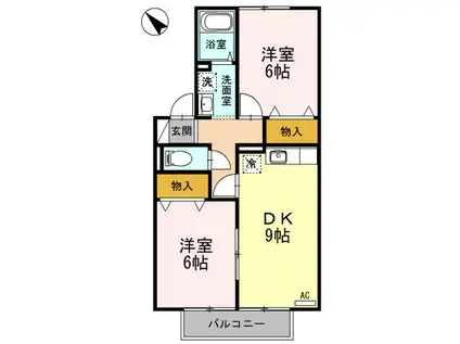 ストークENM A(2DK/2階)の間取り写真