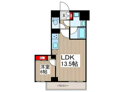 GENOVIA鐘ヶ淵(1LDK/6階)の間取り写真