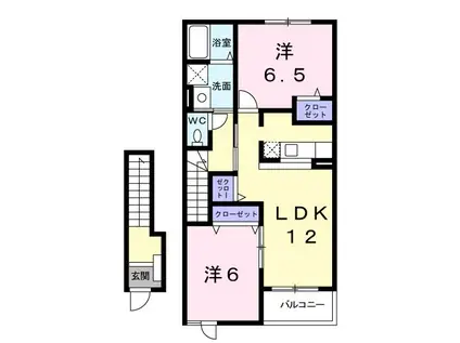 サニーメゾン撫子501A(2LDK/2階)の間取り写真