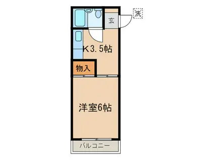 コーポ峰(1K/2階)の間取り写真