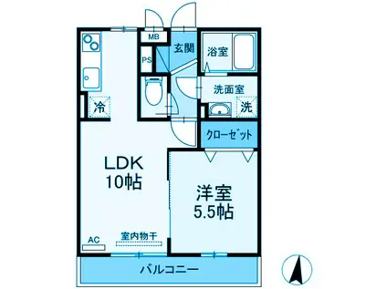 マレアガーデン新横浜A(1LDK/1階)の間取り写真
