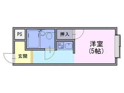ＪＲ東海道本線 長岡京駅 徒歩2分 4階建 築41年(ワンルーム/2階)の間取り写真