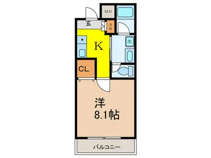 グリーンハイツ豊川IIA(1K/3階)の間取り写真