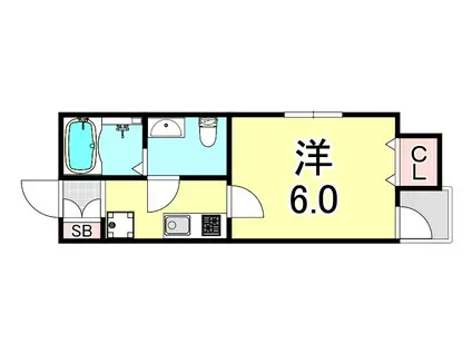 CASA松原(1K/2階)の間取り写真
