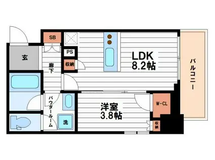 ルフォンプログレ堺筋本町タワーレジデンス(1LDK/3階)の間取り写真