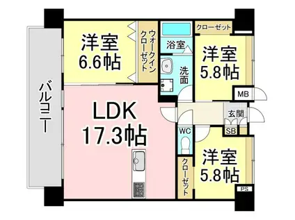 LEGENDTAKAMI(3LDK/10階)の間取り写真