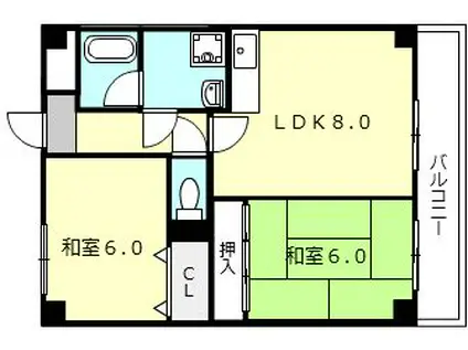 ファミーユ2(2LDK/3階)の間取り写真