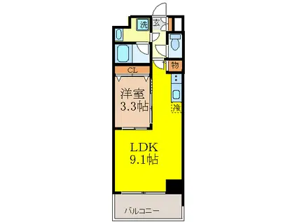 ルミネソレイユ江坂(1LDK/7階)の間取り写真