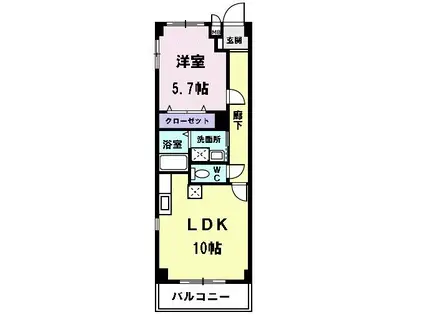 シャンドフルール元町(1LDK/2階)の間取り写真