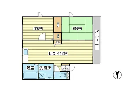 ベルコスモス B棟(2LDK/2階)の間取り写真