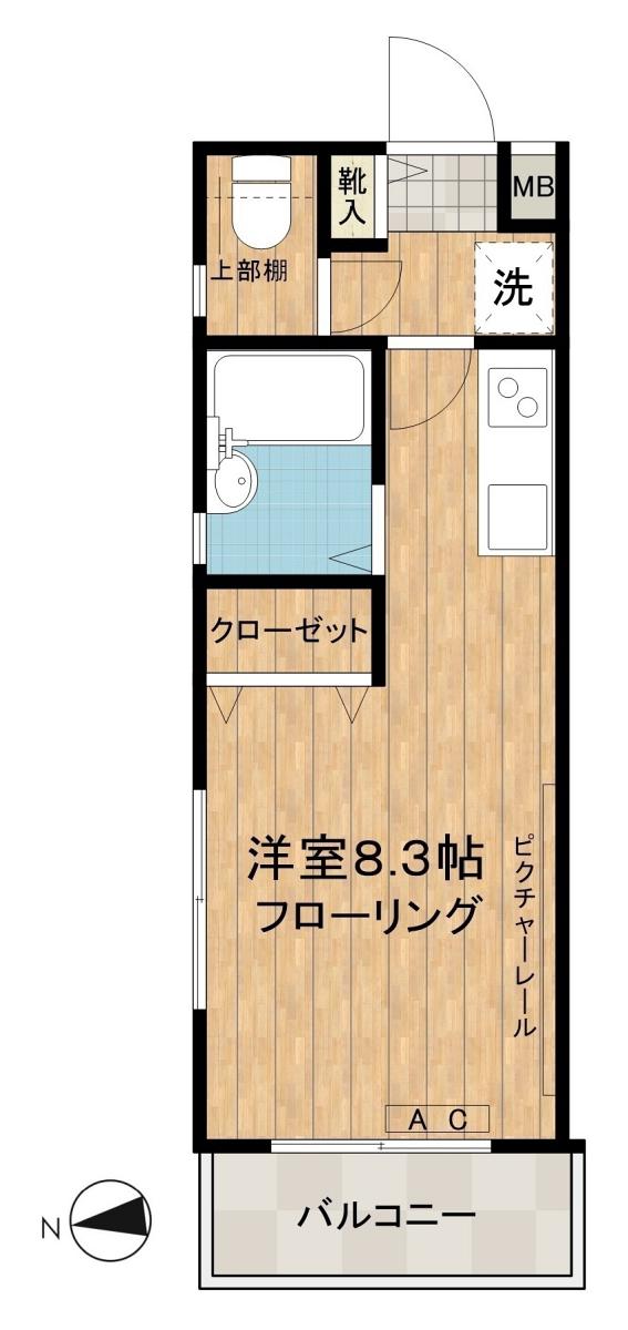 フォンテーヌ落合(ワンルーム/1階)の間取り写真