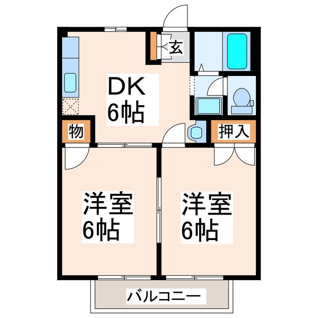 グリーンハイツ前田II(2DK/2階)の間取り写真
