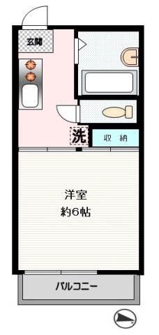 ライジングサンホームズ(1K/2階)の間取り写真