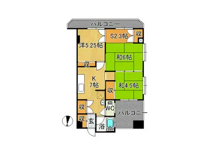 マンション瑞凰(3SDK/4階)の間取り写真
