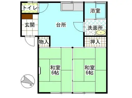 リッシェル東和(2DK/2階)の間取り写真