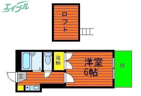 アルメール当新田(1K/2階)の間取り写真