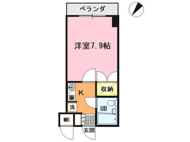 フローラ城ヶ崎(1K/1階)の間取り写真